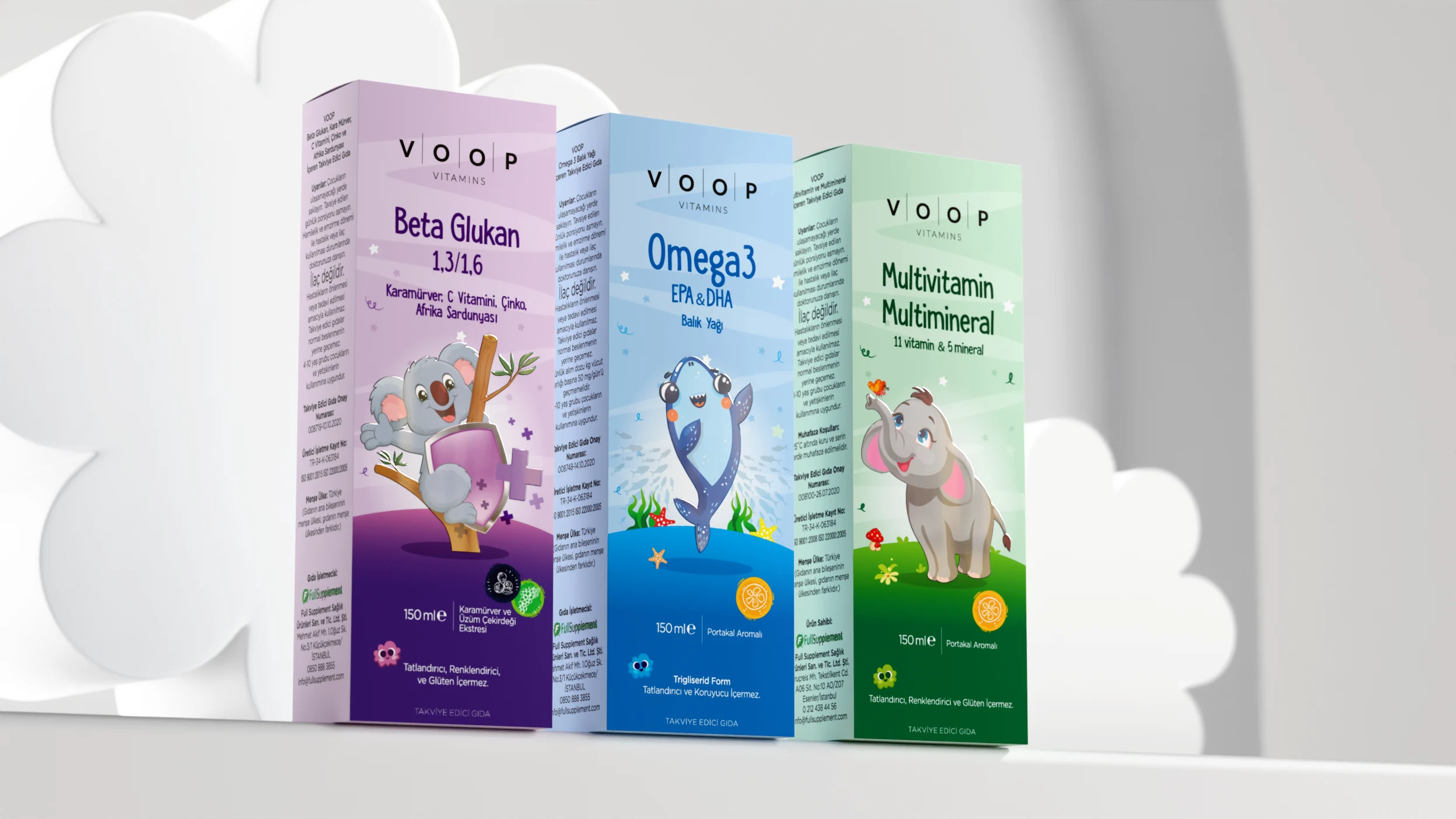 VOOP Vitamins Sirop Seriyası — Qablaşdırma Dizaynı